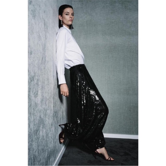 ZARA ZW COLLECTION LIMITED EDITION SEQUIN PANTS - Picture 4 of 6